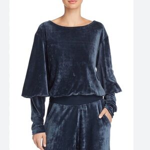 NWT Joie Womens Lyndell Petrol Blue Velour Sweatshirt Top Sz M NEW